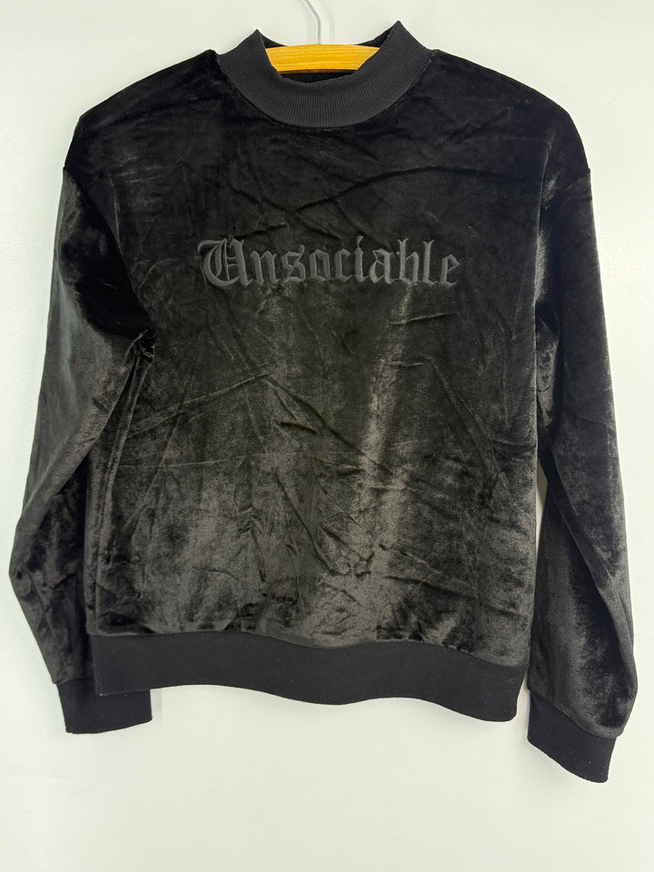 Undiz black velvet sweatshirt #799 front