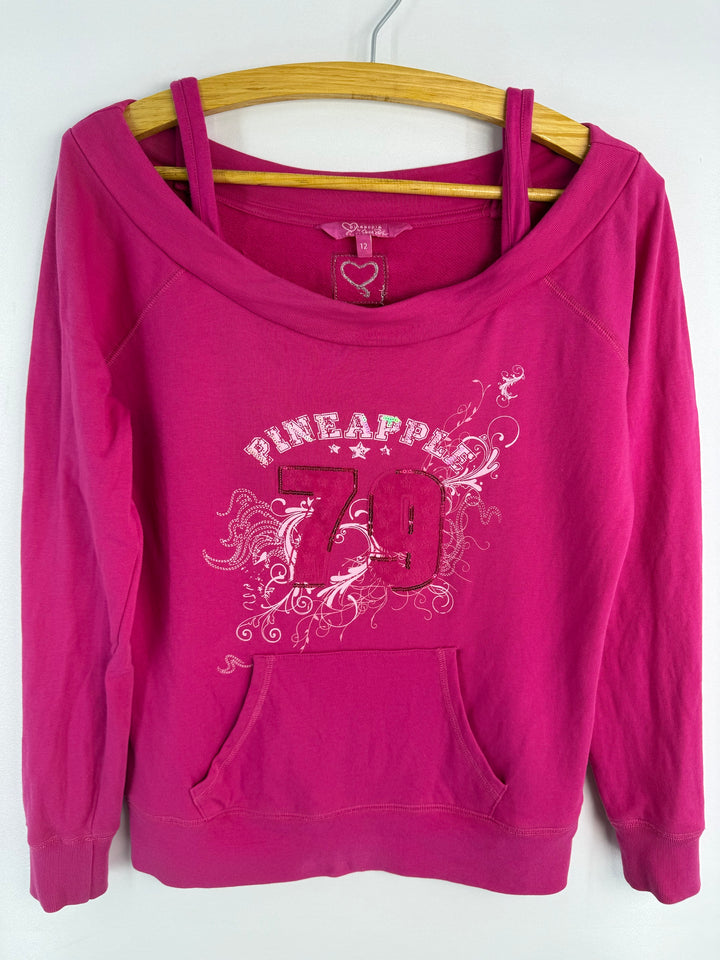 Pineapple pink off-shoulder sweatshirt #806 front