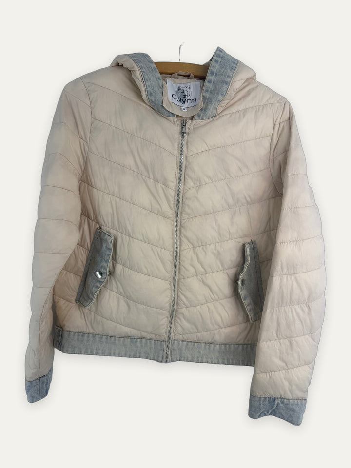 Colynn Denim Trim Hooded Puffer Jacket front