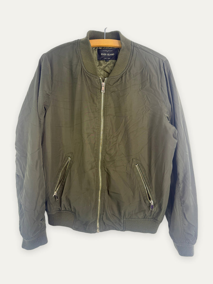 River Island Khaki Bomber Jacket front