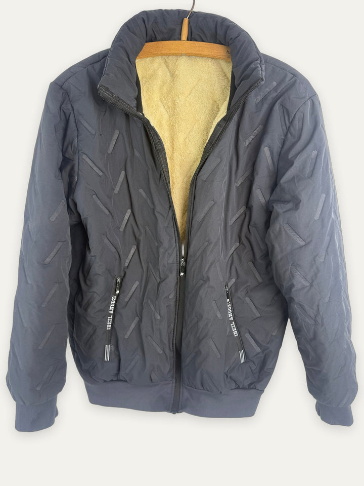 Sherpa Lined Textured Bomber Jacket front