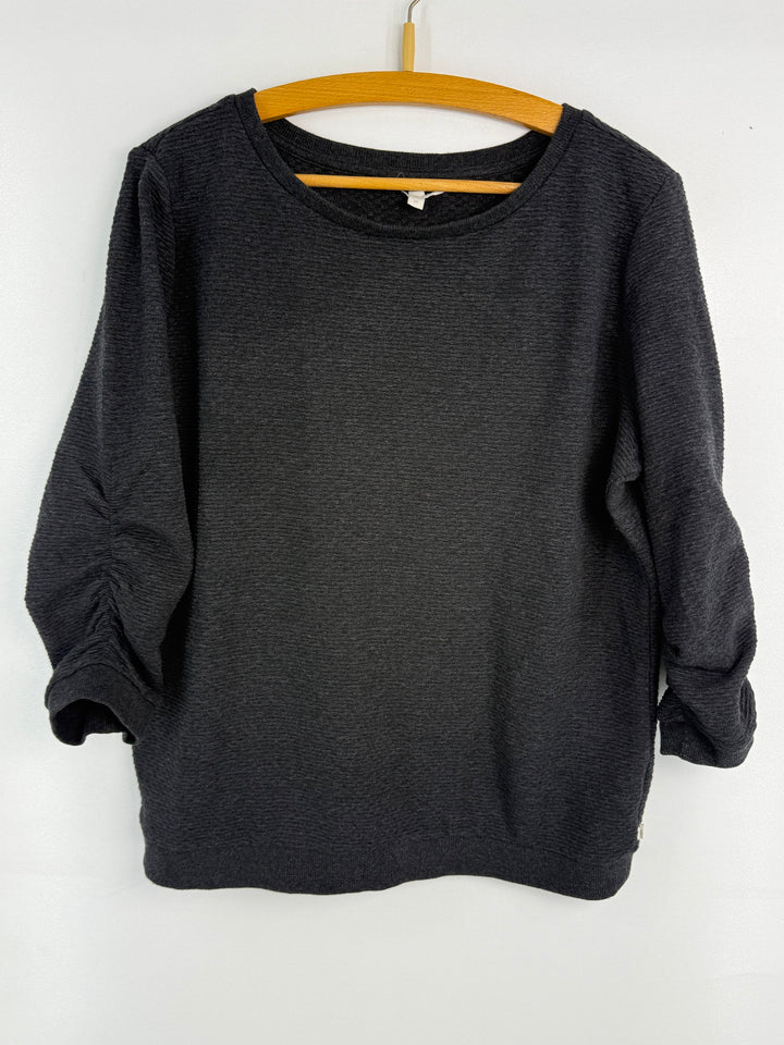 Textured ruched sleeve sweatshirt #814 front