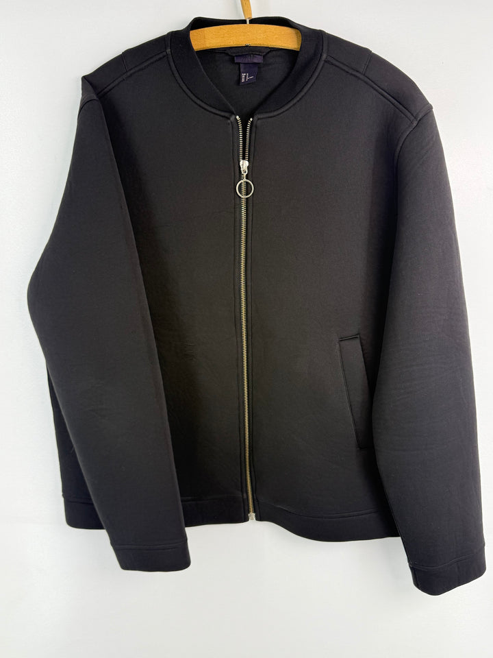H&M black scuba bomber jacket #821 front