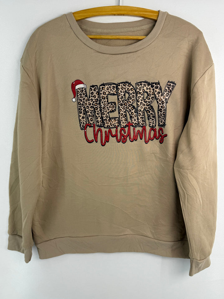 SHEIN Merry Christmas leopard sweatshirt #825 front