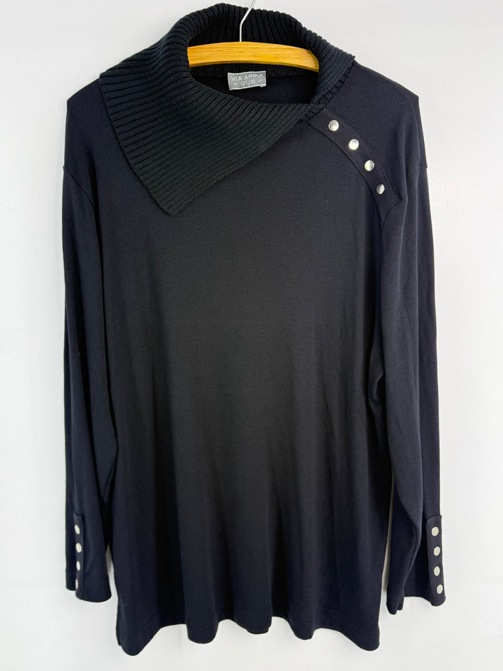 Via Appia Due black collar tunic top #826 front