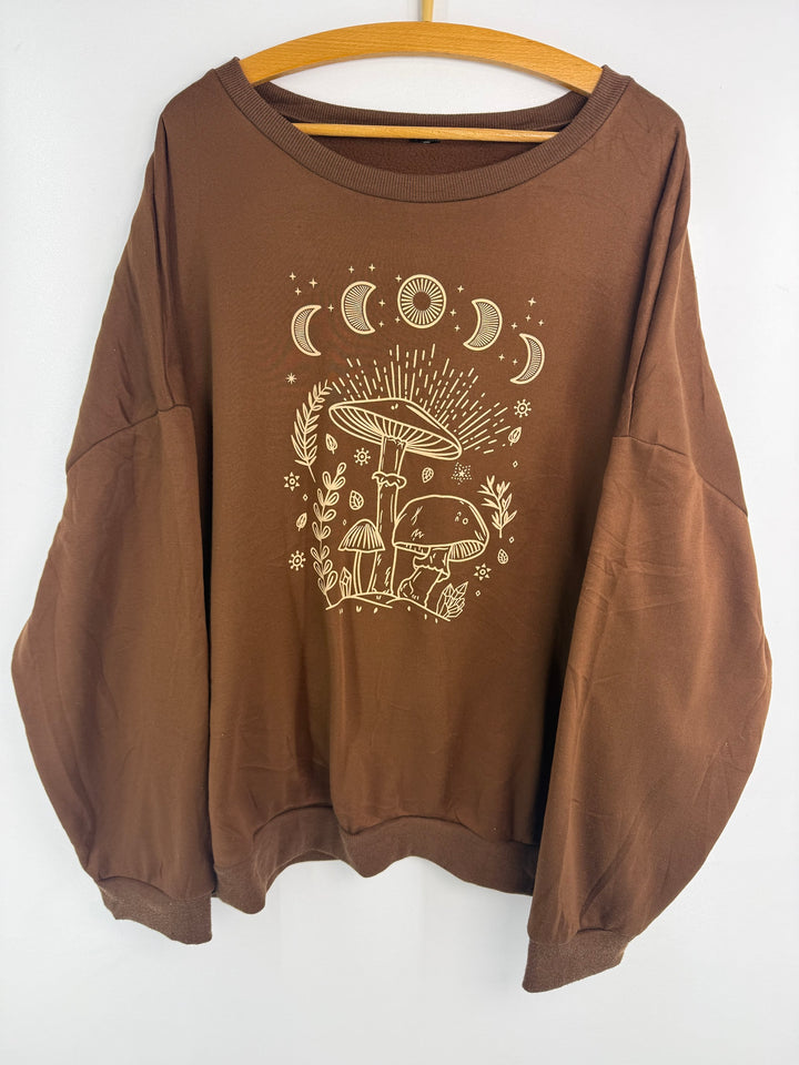 Mushroom & Moon Phase Graphic Sweatshirt — 5XL | #831
