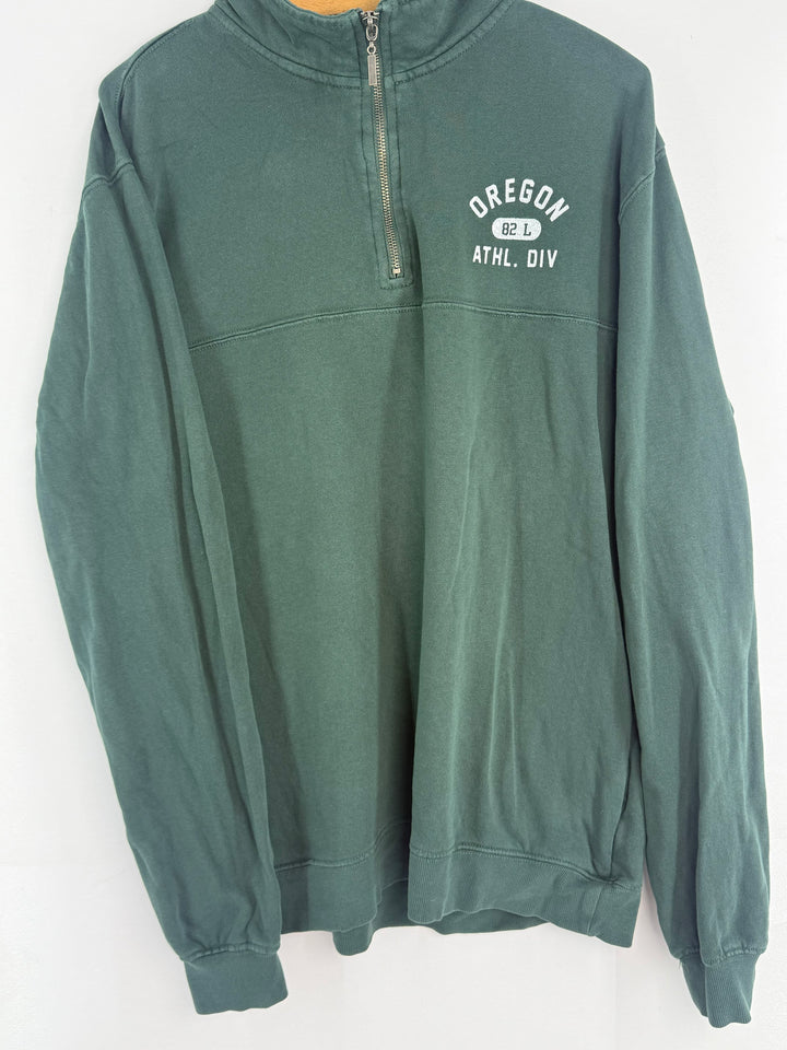 Cotton On green Oregon quarter-zip sweatshirt front