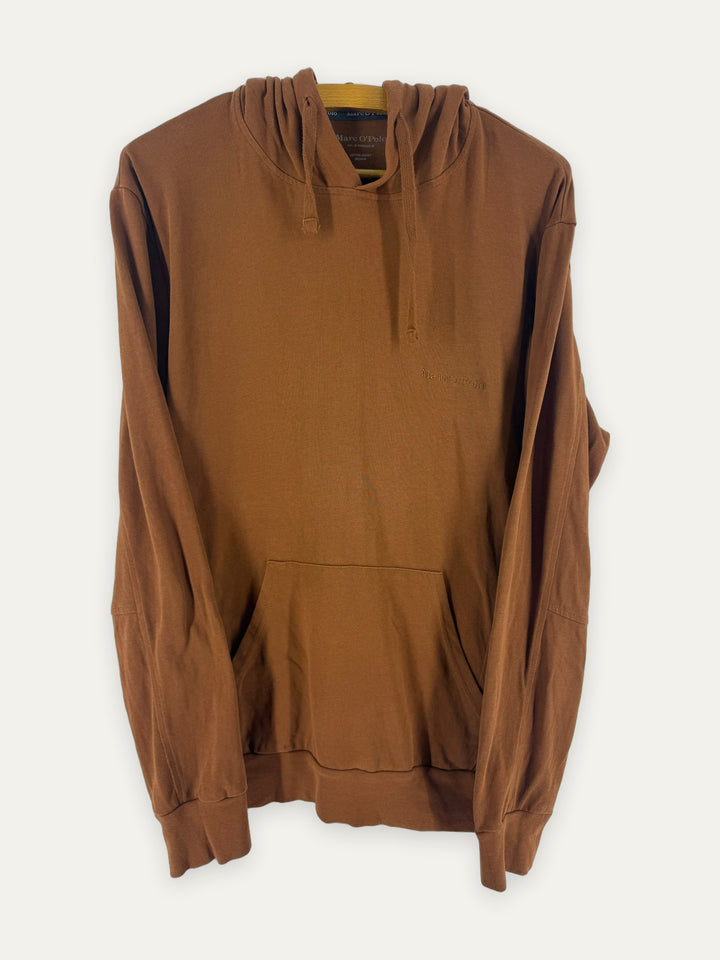 Marc O'Polo brown cotton jersey hoodie front